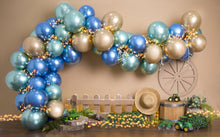Load image into Gallery viewer, Blue Gold Balloons 5x8 Feet
