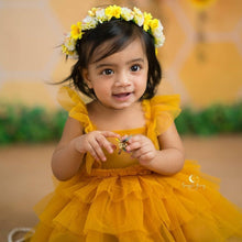 Load image into Gallery viewer, Mustard cupcake frock 9-12m
