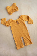 Load image into Gallery viewer, Yellow Teddy Romper 6-9
