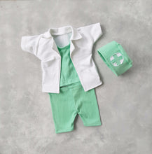 Load image into Gallery viewer, Green Doctor Outfit 0-3m
