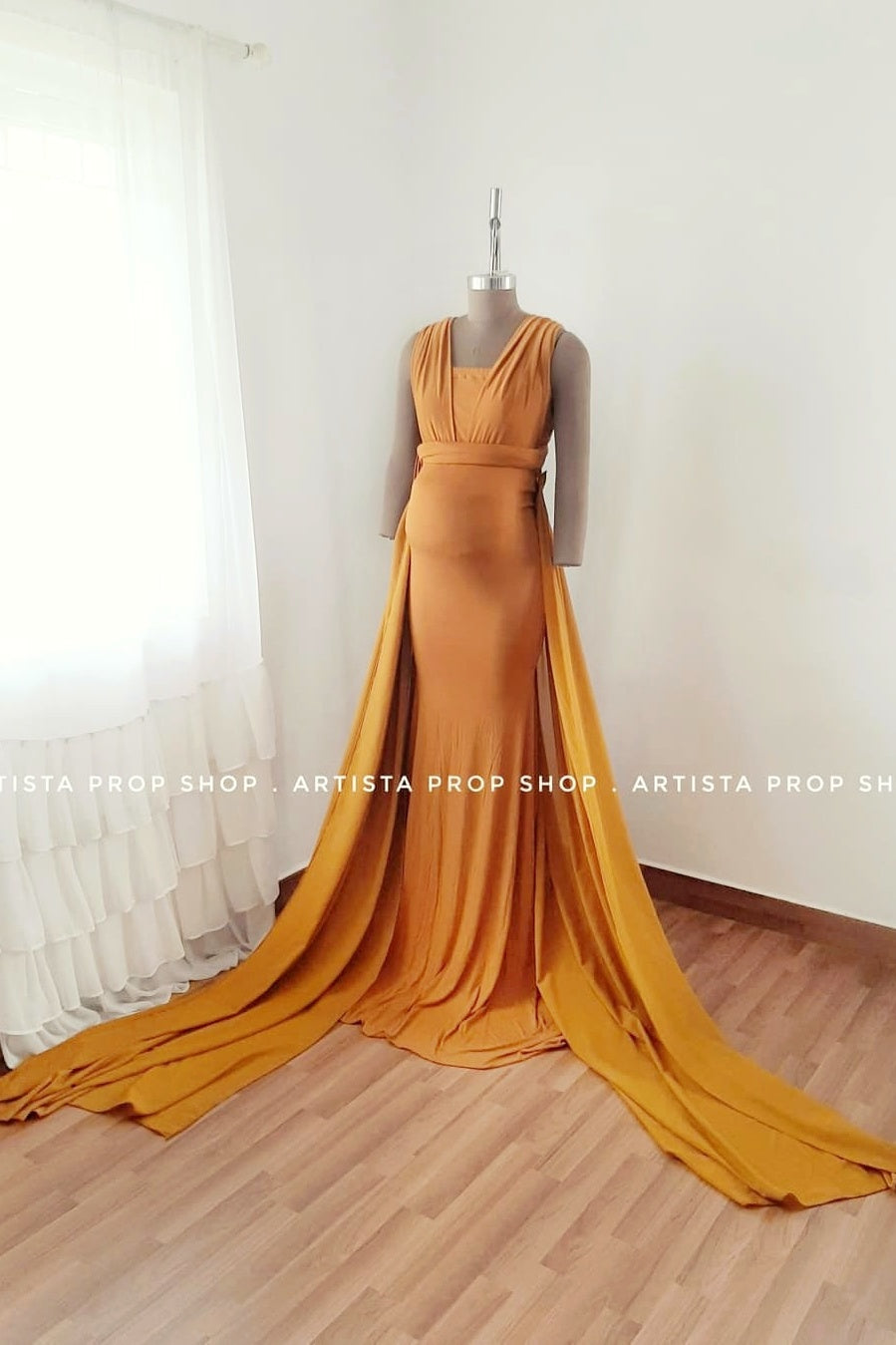 Convertible gown with Veil- Mustard Yellow M - XXL
