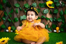 Load image into Gallery viewer, Mustard cupcake frock 9-12m
